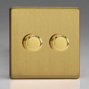 Varilight JDBS2S Screwless Brushed Brass 2 Gang V-Pro Smart Supplementary Controller