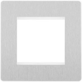 BG PCDBSEMS2W Brushed Steel Evolve 2 Euro Module Front Plate - White Insert