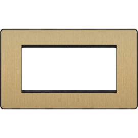 BG PCDSBEMR4B Satin Brass Evolve 4 Euro Module Front Plate - Black Insert