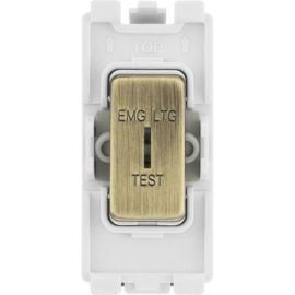 BG Nexus RAB12EL 20A Secret Key Switch Module 2 Way, Single Pole, Printed EMG LTG TEST, Antique Brass image