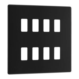 BG RFFB8 Nexus Flatplate Screwless Matt Black 8 Module Grid Front Plate