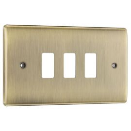 BG RNAB3 Nexus Grid Antique Brass 3 Module Front Plate image