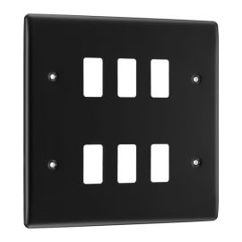 BG RNFB6 Nexus Metal Matt Black 6 Module Grid Front Plate image