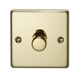 Crabtree 1250W/PB Raised Polished Brass 1 Gang 250W Incandescent Intelligent Dimmer Switch