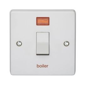 Crabtree 4013/3/BO Capital White 1 Gang 32A 2 Pole Neon 'boiler' Switch