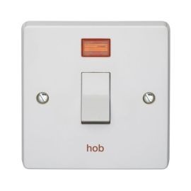 Crabtree 4013/3/HB Capital White 1 Gang 32A 2 Pole Neon 'hob' Switch image