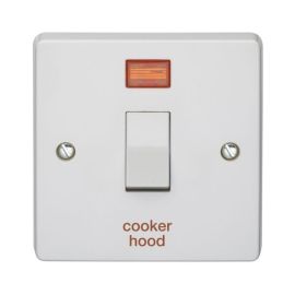 Crabtree 4013/3/HD Capital White 1 Gang 32A 2 Pole Neon 'cooker hood' Switch image