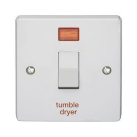 Crabtree 4013/3/TD Capital White 1 Gang 32A 2 Pole Neon 'tumble dryer' Switch image