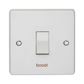 Crabtree 4015/BST Capital White 1 Gang 20A 2 Pole 'boost' Plate Switch