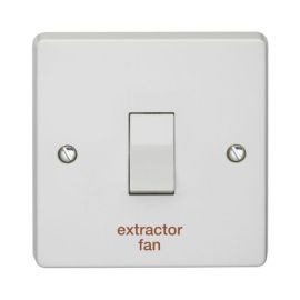 Crabtree 4015/EF Capital White 1 Gang 20A 2 Pole 'extractor fan' Plate Switch