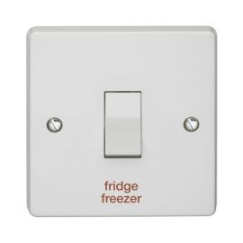 Crabtree 4015/FF Capital White 1 Gang 20A 2 Pole 'fridge freezer' Plate Switch image