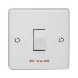 Crabtree 4015/MW Capital White 1 Gang 20A 2 Pole 'microwave' Plate Switch