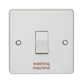 Crabtree 4015/WM Capital White 1 Gang 20A 2 Pole 'washing machine' Plate Switch image