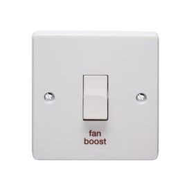 Crabtree 4070/FB Capital White 1 Gang 10AX 1 Way 'fan boost' Plate Switch