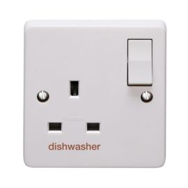 Crabtree 4304/D/DW Capital White 1 Gang 13A 2 Pole 'dishwasher' Switched Socket image