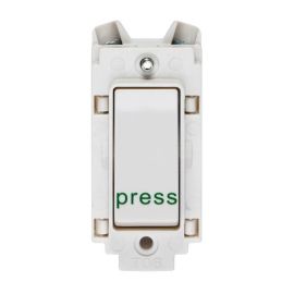 Crabtree 4489/P Rockergrid White 10A 'press' Retractive Switch Grid Module