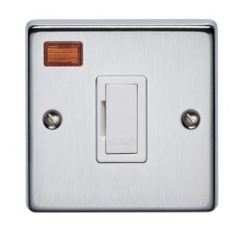 Crabtree 4831/3SC Raised Satin Chrome 13A Neon Unswitched Fused Spur Unit - White Insert