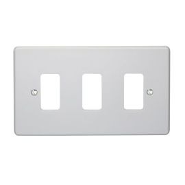 Crabtree 5573 Rockergrid White Moulded 3 Gang Flush Grid Cover Plate