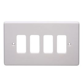 Crabtree 5574 Rockergrid White Moulded 4 Gang Flush Grid Cover Plate