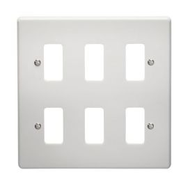 Crabtree 5576 Rockergrid White Moulded 6 Gang Flush Grid Cover Plate