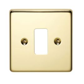 Crabtree 6571/PB Rockergrid Raised Polished Brass 1 Gang Flush Grid Cover Plate