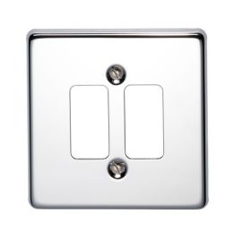 Crabtree 6572/HPC Rockergrid Raised Polished Chrome 2 Gang Flush Grid Cover Plate