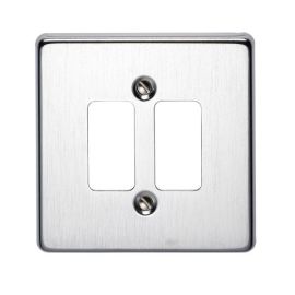 Crabtree 6572/SC Rockergrid Raised Satin Chrome 2 Gang Flush Grid Cover Plate