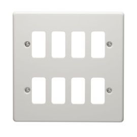 Crabtree 6578/WH Rockergrid White Metal 8 Gang Flush Grid Cover Plate