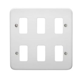 Crabtree 6586/WH Rockergrid Metalclad White 6 Gang Surface Grid Cover Plate