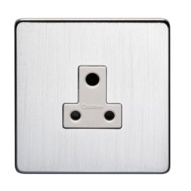 Crabtree 7340/SC/WH Screwless Satin Chrome 1 Gang 5A Round Pin Unswitched Socket