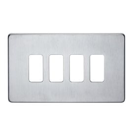 Crabtree 7514/SC Screwless Rockergrid Satin Chrome 4 Gang Low Profile Cover Plate image