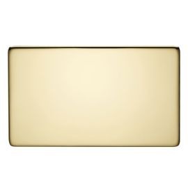 Crabtree 7777/PB Screwless Polished Brass 2 Gang Blank Plate image