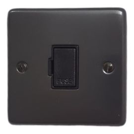 G and H Electrical CBB90B Contour Black Bronze Unswitched Fused Spur - Black Insert