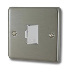 G and H Electrical CSS90W Contour Brushed Steel Unswitched Fused Spur - White Insert image