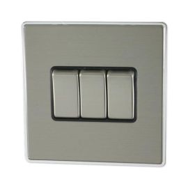 G and H Electrical LSS303 Lexus Brushed Steel 3 Gang Light Switch image