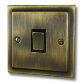 G&H Electrical TAB301 Trimline Antique Brass 1 Gang Light Switch - Brass Switch Black Insert