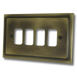 G&H Electrical TAB94 Trimline Antique Brass 4 Gang Grid Plate