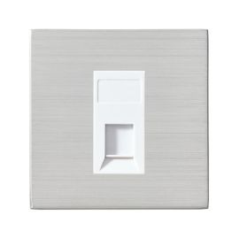 Hamilton 7G24J45W Hartland G2 Satin Steel 1 Gang Unshielded Cat5e RJ45 Outlet - White Insert image