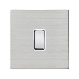 Hamilton 7G24R21SS-W Hartland G2 Satin Steel 1 Gang 10AX 2 Way Plate Switch - White Insert