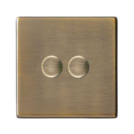 Hamilton 7G292XLEDITB100 Hartland G2 Antique Brass 2 Gang 100W 2 Way LED Push-Type Rotary Dimmer Switch