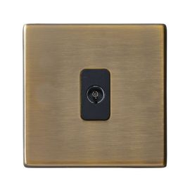 Hamilton 7G29TVB Hartland G2 Antique Brass 1 Gang Non-Isolated 1in/1out Coaxial TV Outlet image