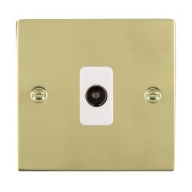 Hamilton 81TVIW Sheer Polished Brass 1 Gang Isolated 1in/1out Coaxial TV Outlet - White Insert