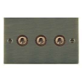 Hamilton 89T23 Sheer Antique Brass 3 Gang 20AX 2 Way Toggle Switch image