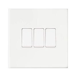 Hamilton 8G2MWR23WH-W Sheer G2 Matt White 3 Gang 10AX 2 Way Plate Switch