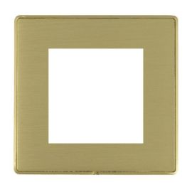 Hamilton LDEURO2SB-SB EuroFix Linea-Duo CFX Satin Brass 2 Gang 50x50mm Aperture Front Plate image