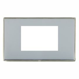 Hamilton LDEURO3SN-BS EuroFix Linea-Duo CFX Bright Steel 3 Gang 75x50mm Aperture Front Plate - Satin Nickel Trim image