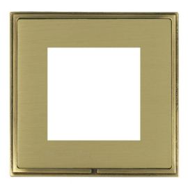 Hamilton LSXEURO2AB-SB EuroFix Linea-Scala CFX Satin Brass 2 Gang 50x50mm Aperture Front Plate - Antique Brass Trim image