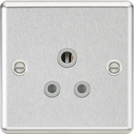 Knightsbridge CL5ABCG Rounded Edge Brushed Chrome 5A Unswitched Socket - Grey Insert