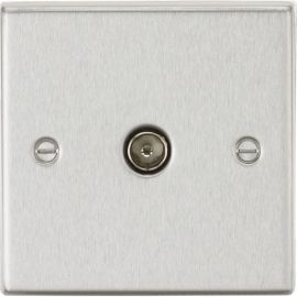 Knightsbridge CS010BC Square Edge Brushed Chrome 1 Gang Non-Isolated TV Outlet image