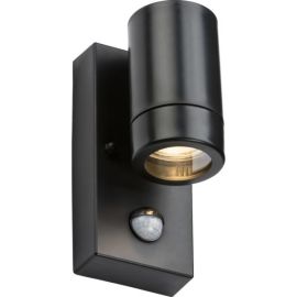 Knightsbridge EAPIR1BK Eamon Black IP44 5W Max GU10 LED 12m PIR Polycarbonate Single Wall Light